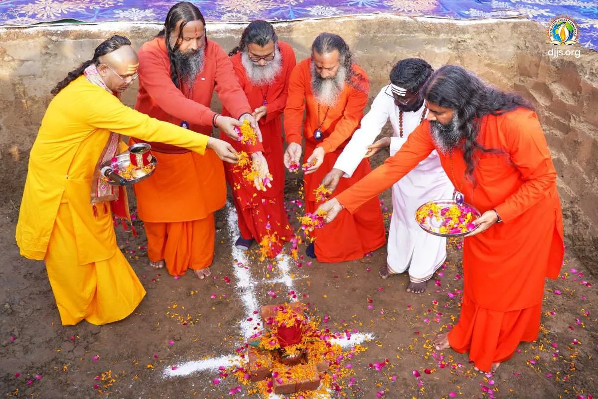 Flowers offered at the foundation ceremony of Divya Sarovar, Nurmahal Ashram, March 2023